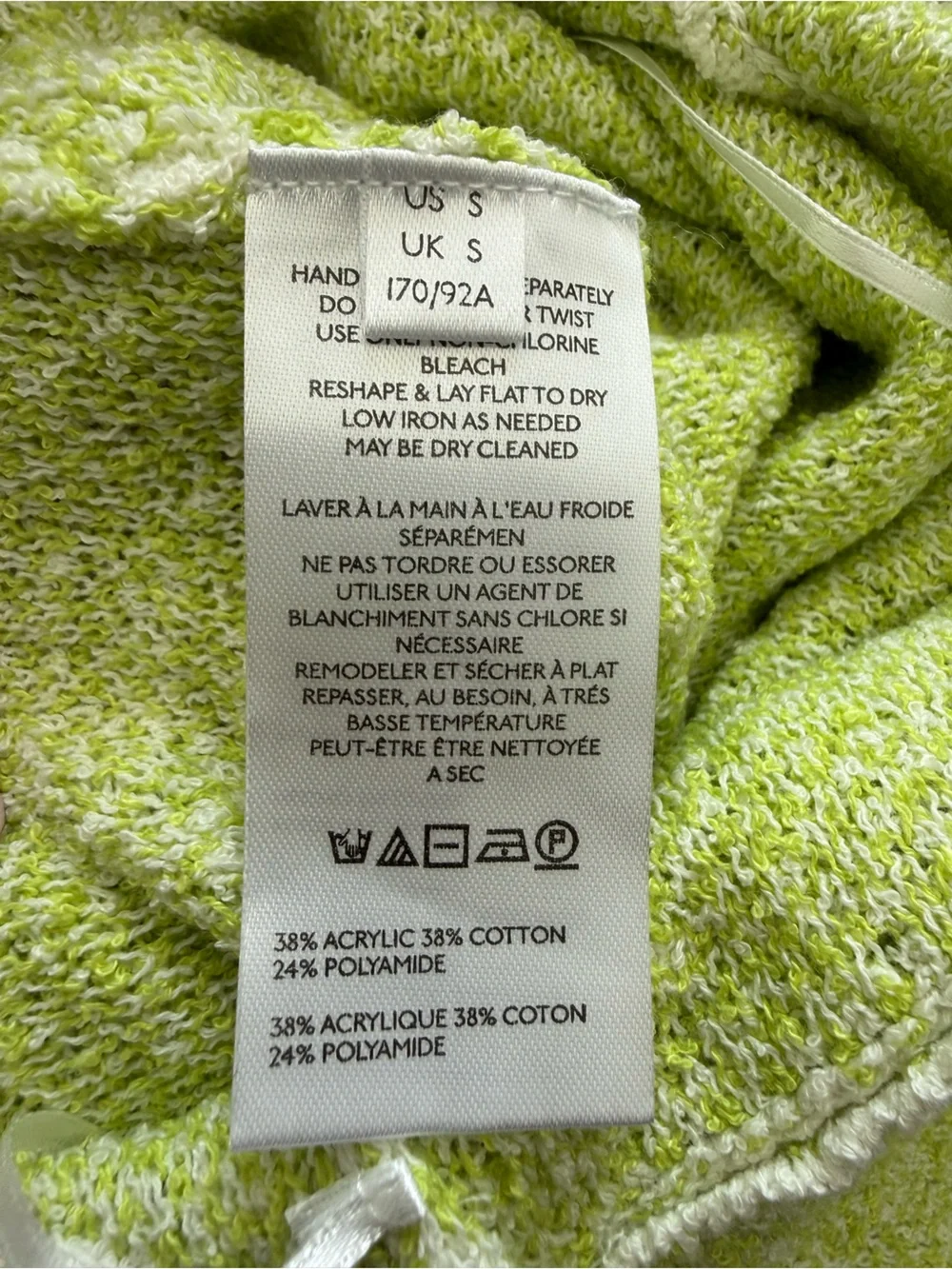 Free People Beach Lime Green Knit Low Tie Back Dress With Front Slit Size Small - Picture 11 of 12